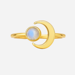 Pierścionek Półksiężyc z kamieniem księżycowym