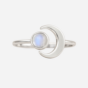 Pierścionek Półksiężyc z kamieniem księżycowym