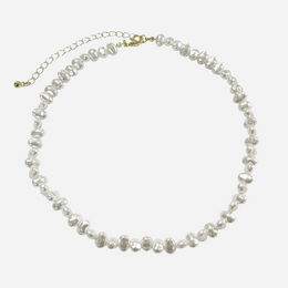 Naszyjnik z Perłą Barokową – Biały Choker Łańcuszek