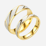 Falowane Pierścionki dla Par – Stal Nierdzewna, Złoto