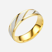 Falowane Pierścionki dla Par – Stal Nierdzewna, Złoto