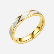 Falowane Pierścionki dla Par – Stal Nierdzewna, Złoto