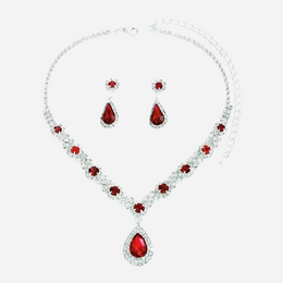 3-częściowy Zestaw: Naszyjnik z Kryształami i Kolczyki