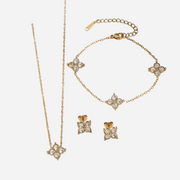 Zestaw Biżuterii Szczęście & Powodzenie – Czterolistny Kwiat z Cyrkoniami