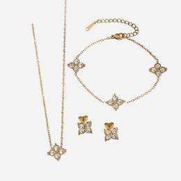 Zestaw Biżuterii Szczęście & Powodzenie – Czterolistny Kwiat z Cyrkoniami