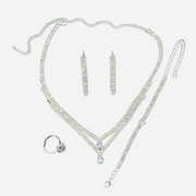 Elegancki Zestaw Biżuterii z Cyrkonią – Naszyjnik, Bransoletka, Kolczyki i Pierścionek