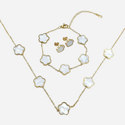 Zestaw Biżuterii Szczęście & Powodzenie – Pięciolistny Kwiat ze Stali Nierdzewnej