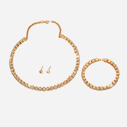 Elegancki 4-częściowy Zestaw Biżuterii – Naszyjnik, Bransoletka i Kolczyki