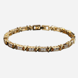 Bransoletka ZAKOL X-Krzyż – Trzy Kolory Złota z Cyrkonią