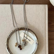 Naszyjnik z Kamieniem Tygrysie Oko z Zawieszką w Kształcie Grzybka