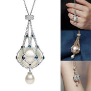 Naszyjnik lavalier z perłą i kamieniami szlachetnymi