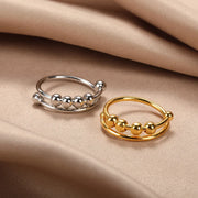 Pierścionek Vintage z Perłą – Obracany Antystresowy