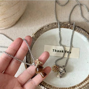 Naszyjnik z Kamieniem Tygrysie Oko z Zawieszką w Kształcie Grzybka