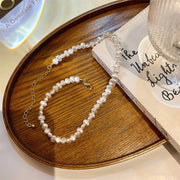 Naszyjnik z Perłą Barokową – Biały Choker Łańcuszek