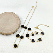 Zestaw Biżuterii Szczęście & Powodzenie – Pięciolistny Kwiat ze Stali Nierdzewnej