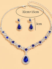 3-częściowy Zestaw: Naszyjnik z Kryształami i Kolczyki