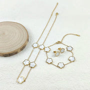 Zestaw Biżuterii Szczęście & Powodzenie – Pięciolistny Kwiat ze Stali Nierdzewnej