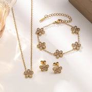 Zestaw Biżuterii Szczęście & Powodzenie – Czterolistny Kwiat z Cyrkoniami