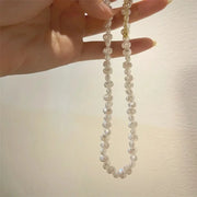 Naszyjnik z Perłą Barokową – Biały Choker Łańcuszek