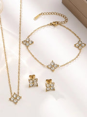 Zestaw Biżuterii Szczęście & Powodzenie – Czterolistny Kwiat z Cyrkoniami